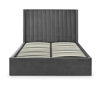 Langham Scalloped Headboard Storage Bed - Grey – Julian Bowen, view 3