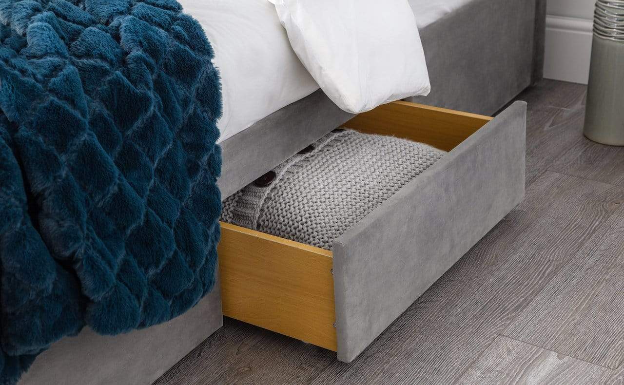 Julian Bowen Fabric Bed Mayfair Studded 3 Drawer Bed - Fabric Beds - Grey Bed Kings