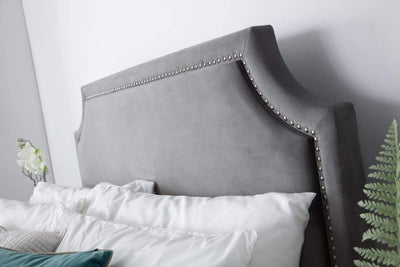Julian Bowen Fabric Bed Mayfair Studded 3 Drawer Bed - Fabric Beds - Grey Bed Kings