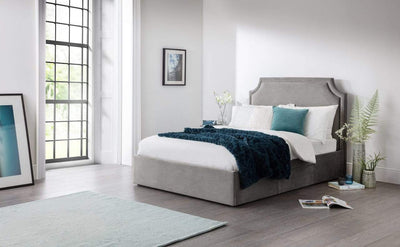 Julian Bowen Fabric Bed Mayfair Studded 3 Drawer Bed - Fabric Beds - Grey Bed Kings
