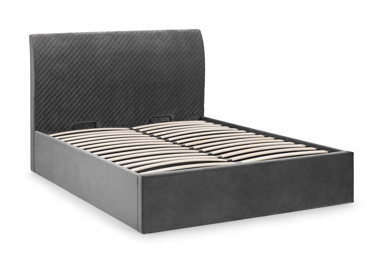 Julian Bowen Fabric Bed Sanderson Diamond Quilted Velvet Ottoman Bed Bed Kings