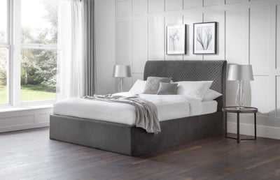 Julian Bowen Fabric Bed Sanderson Diamond Quilted Velvet Ottoman Bed Bed Kings