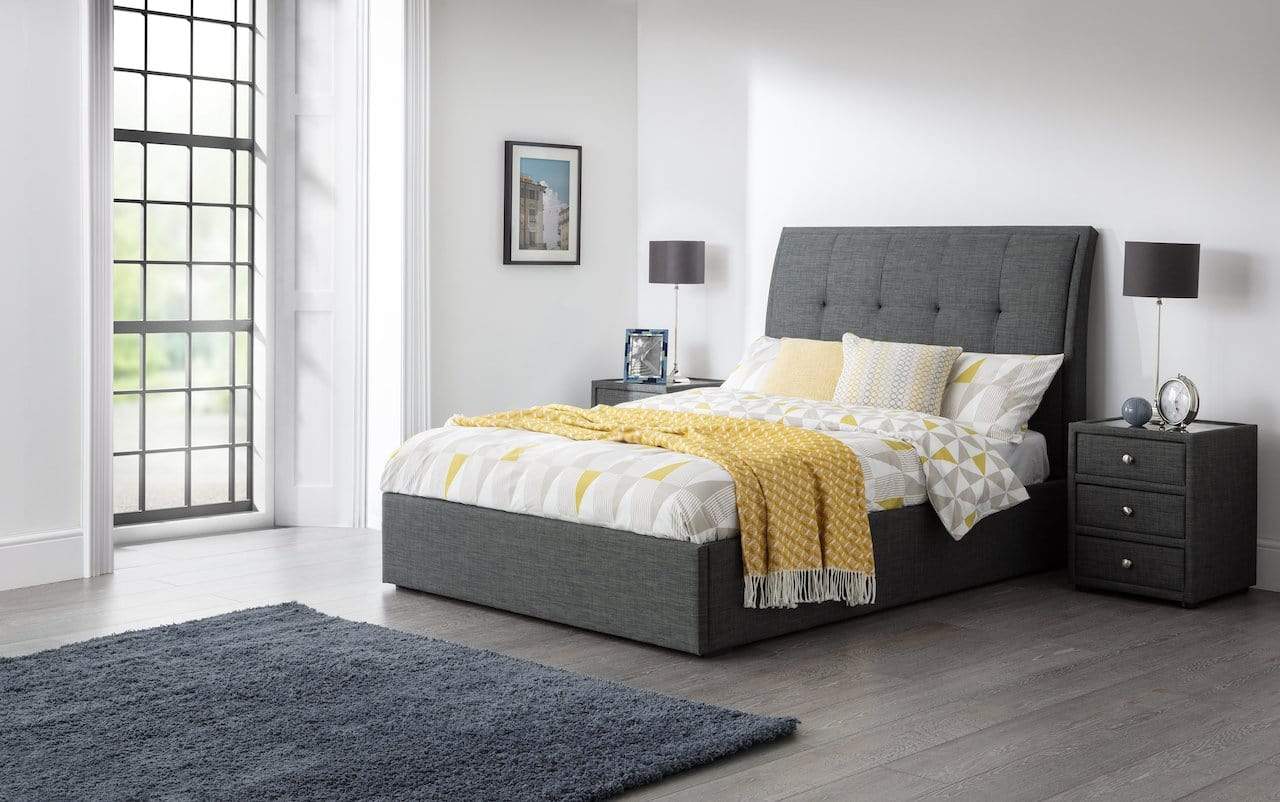 Julian Bowen Fabric Bed Santorini Drawer Bed Slate Linen - Santorini - Grey Bed Kings