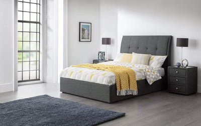 Julian Bowen Fabric Bed Santorini Drawer Bed Slate Linen - Santorini - Grey Bed Kings