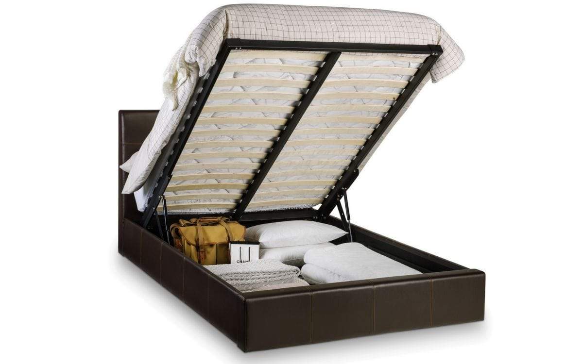 Julian Bowen Fabric Bed Single 90cm 3ft Phoenix Storage Bed Brown - Upholstered Beds - Brown Pvc Bed Kings