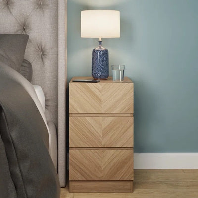 Catania 3 Drawer Bedside Table Euro Oak - Twin Pack – GFW, view 2