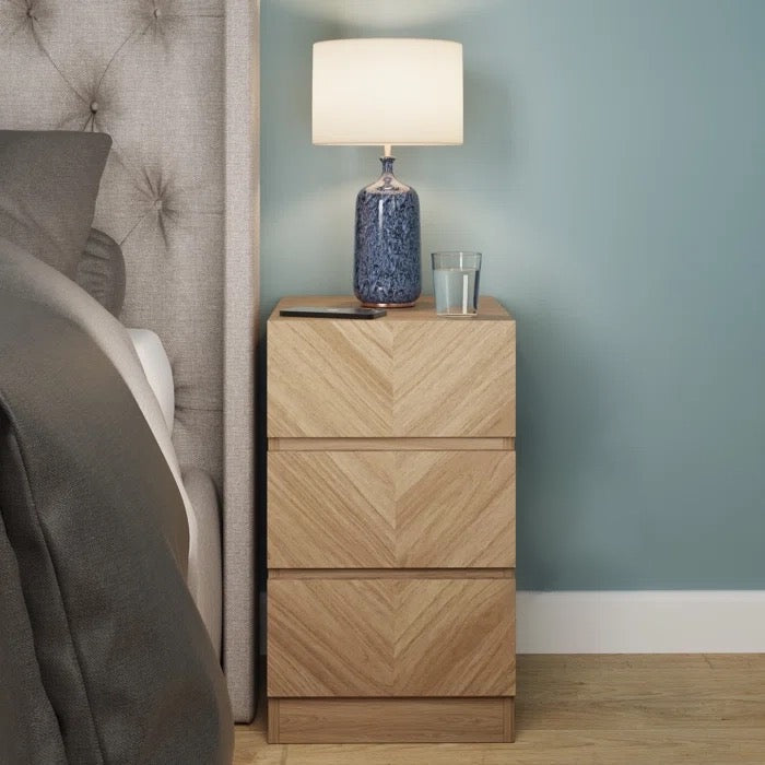 Catania 3 Drawer Bedside Table Euro Oak - Twin Pack – GFW, view 2