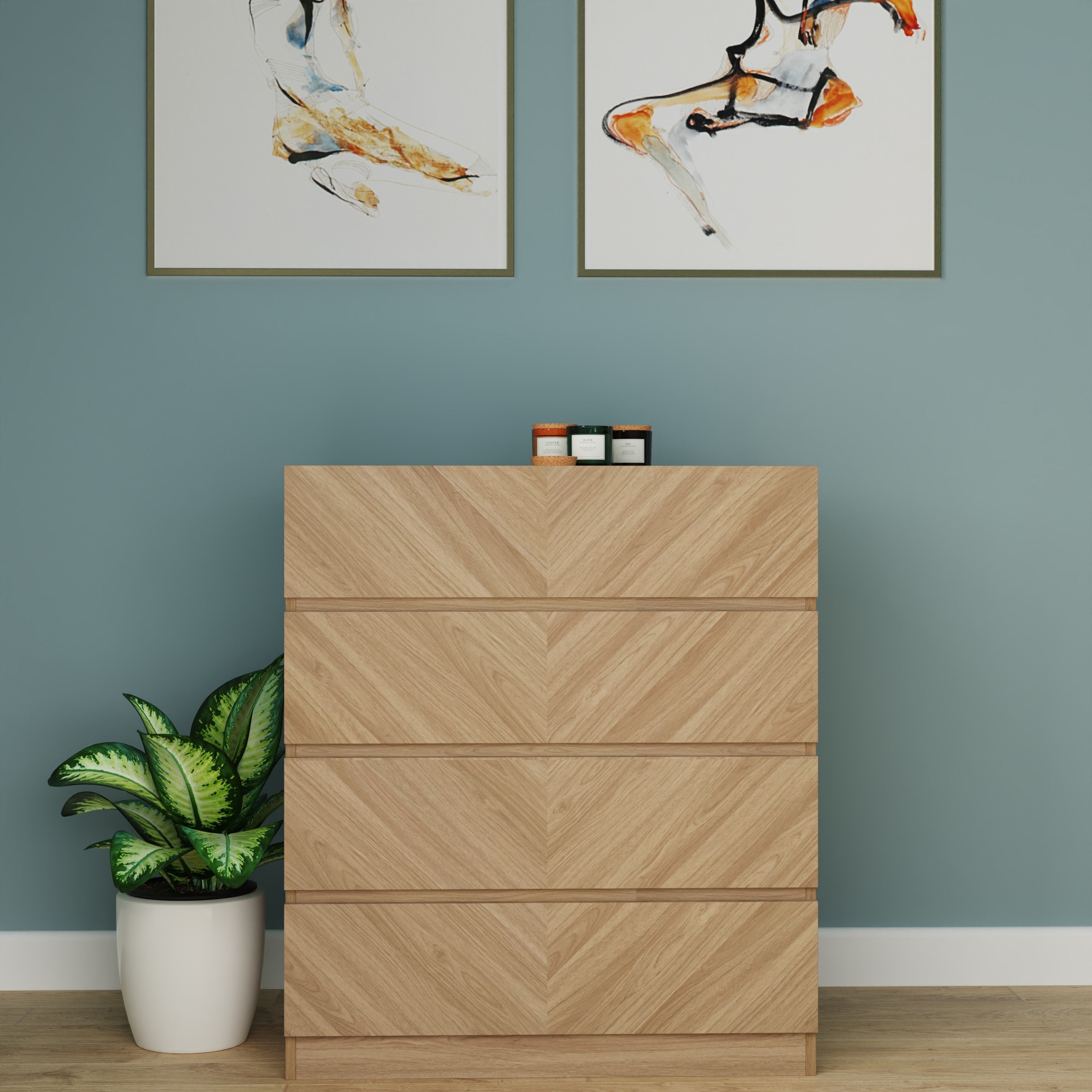 Catania 4 Drawer Chest Euro Oak – GFW, view 2
