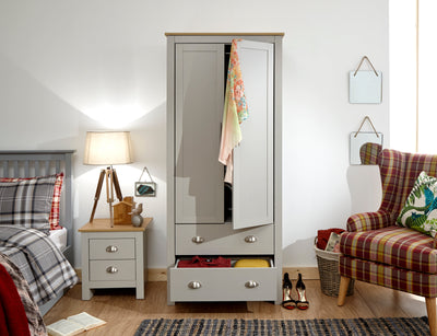 Lancaster 2 Door 2 Drawer Wardrobe Grey – GFW, view 4