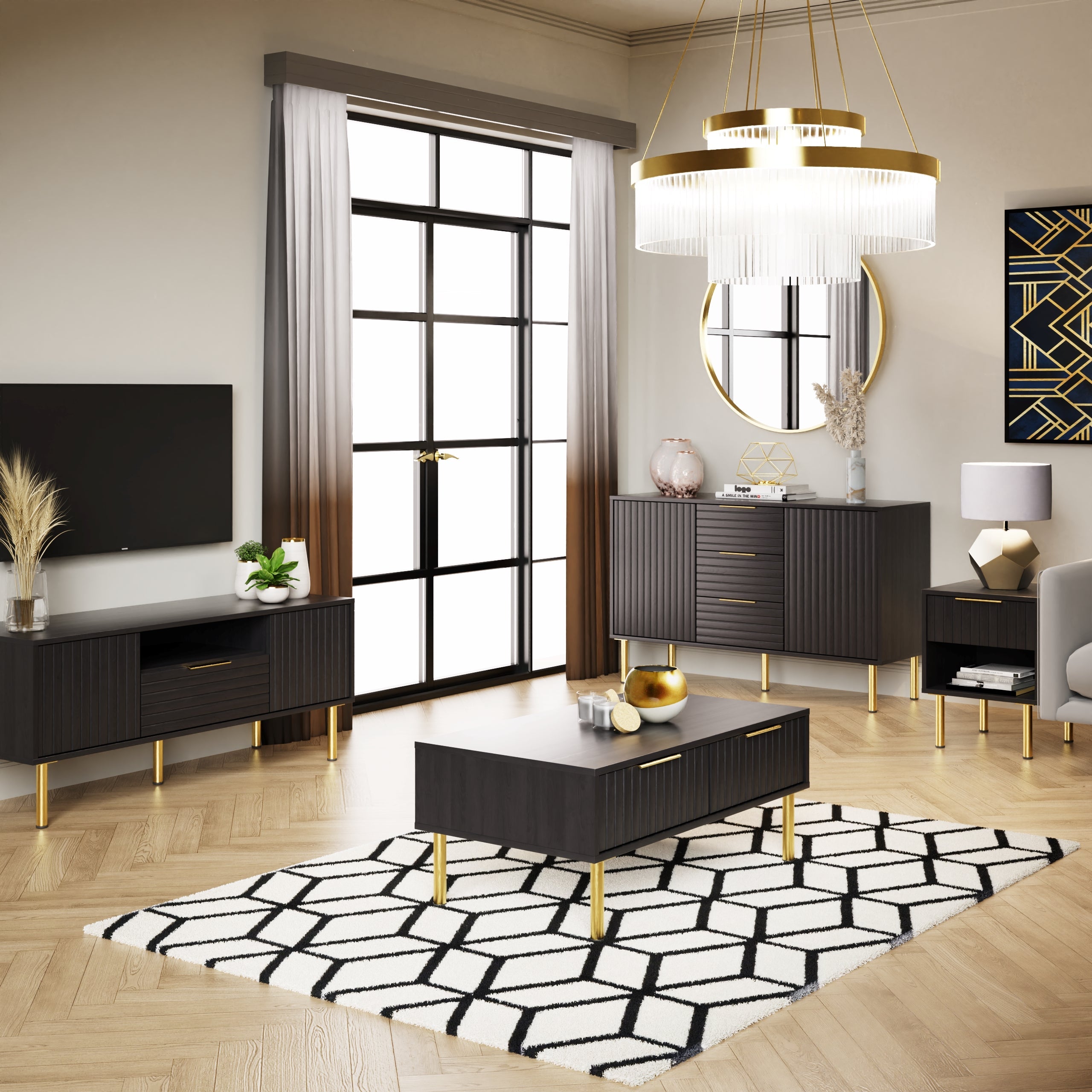 Nervata TV Unit Black – GFW, view 3
