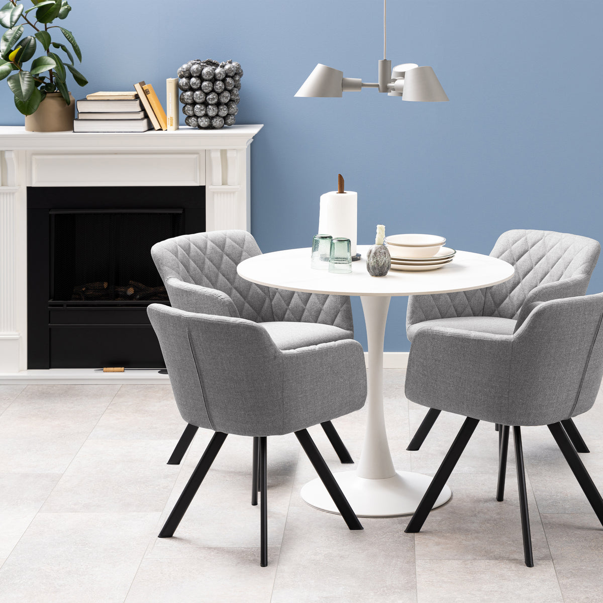 Malta round ceramic dining table in white, photo 2