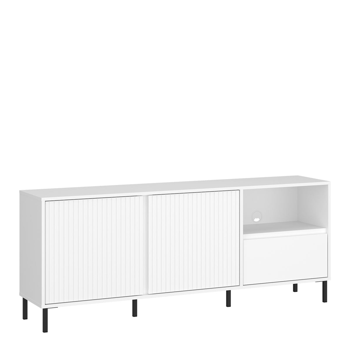 Avenale 157 cm TV cabinet with 2 doors and 1 drawer in Alpine white high gloss