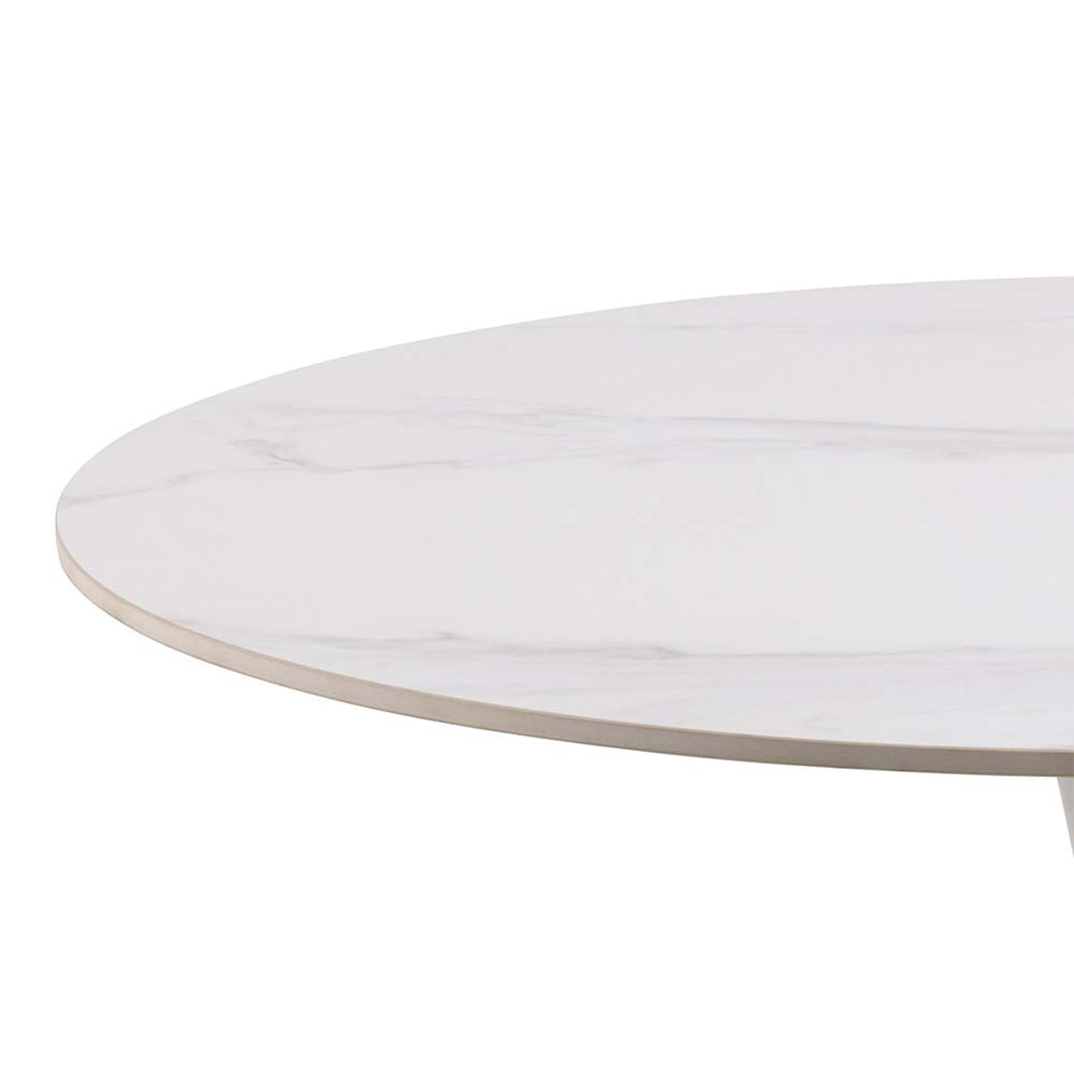 Malta round ceramic dining table in white, photo 4