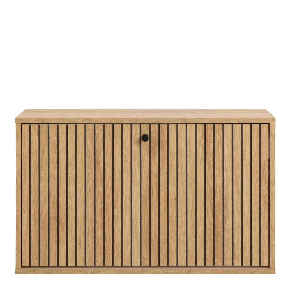 Albany wall mounted shoe cabinet with 1 flip down door in oak, photo 2