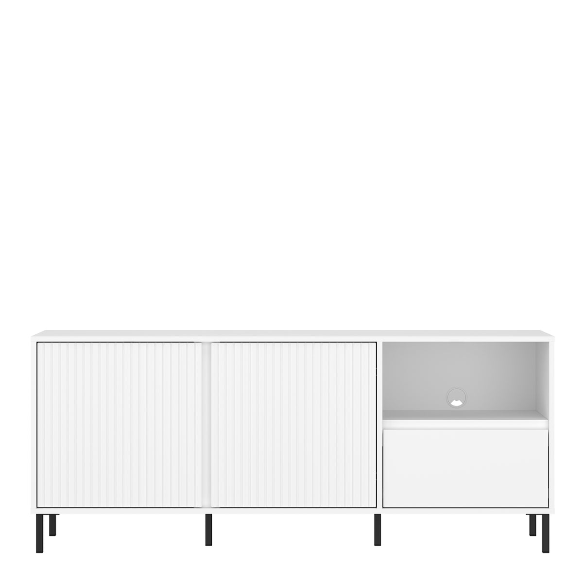 Avenale 157 cm TV cabinet with 2 doors and 1 drawer in Alpine white high gloss, photo 2