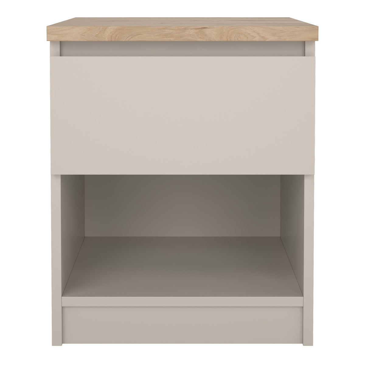 Naia bedside table with 1 drawer and shelf in cashmere and Jackson Hickory, photo 2
