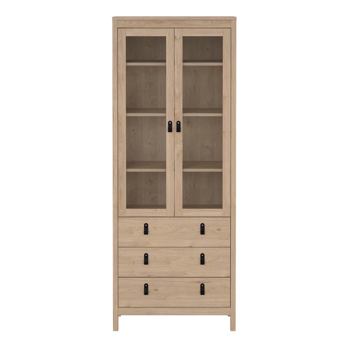 Barcelona china cabinet with 2 glass doors and 3 drawers in Jackson hickory oak, photo 2