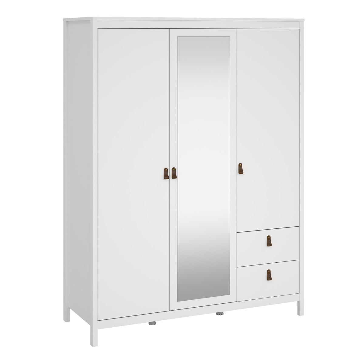Barcelona 3 door mirror wardrobe with drawers in white