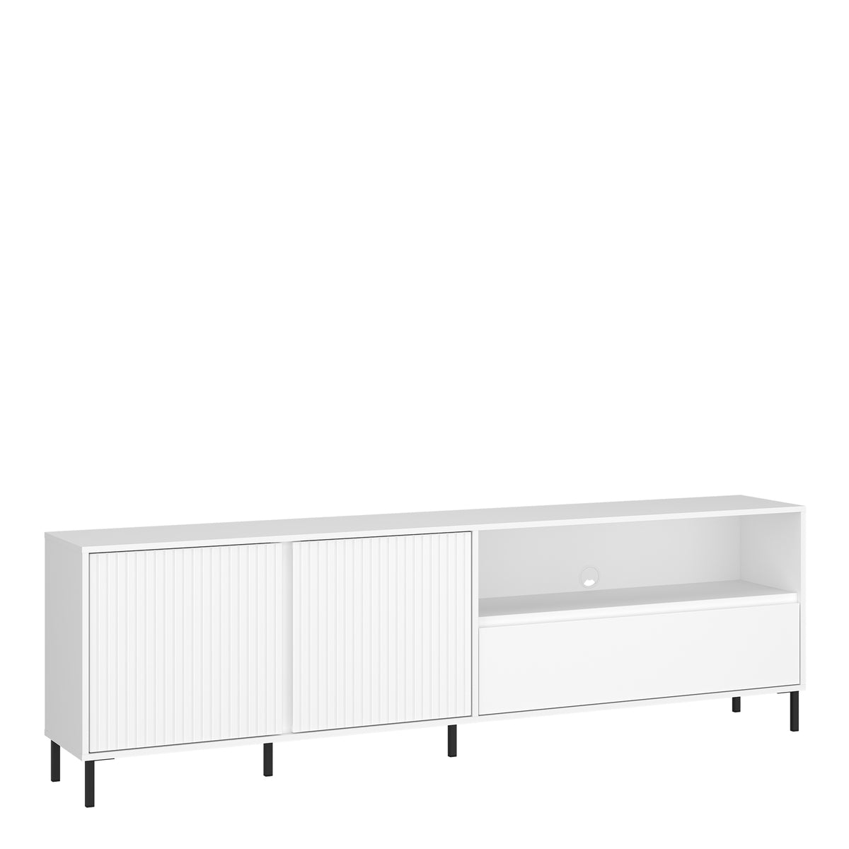 Avenale TV cabinet with 2 doors and 1 drawer in Alpine white high gloss