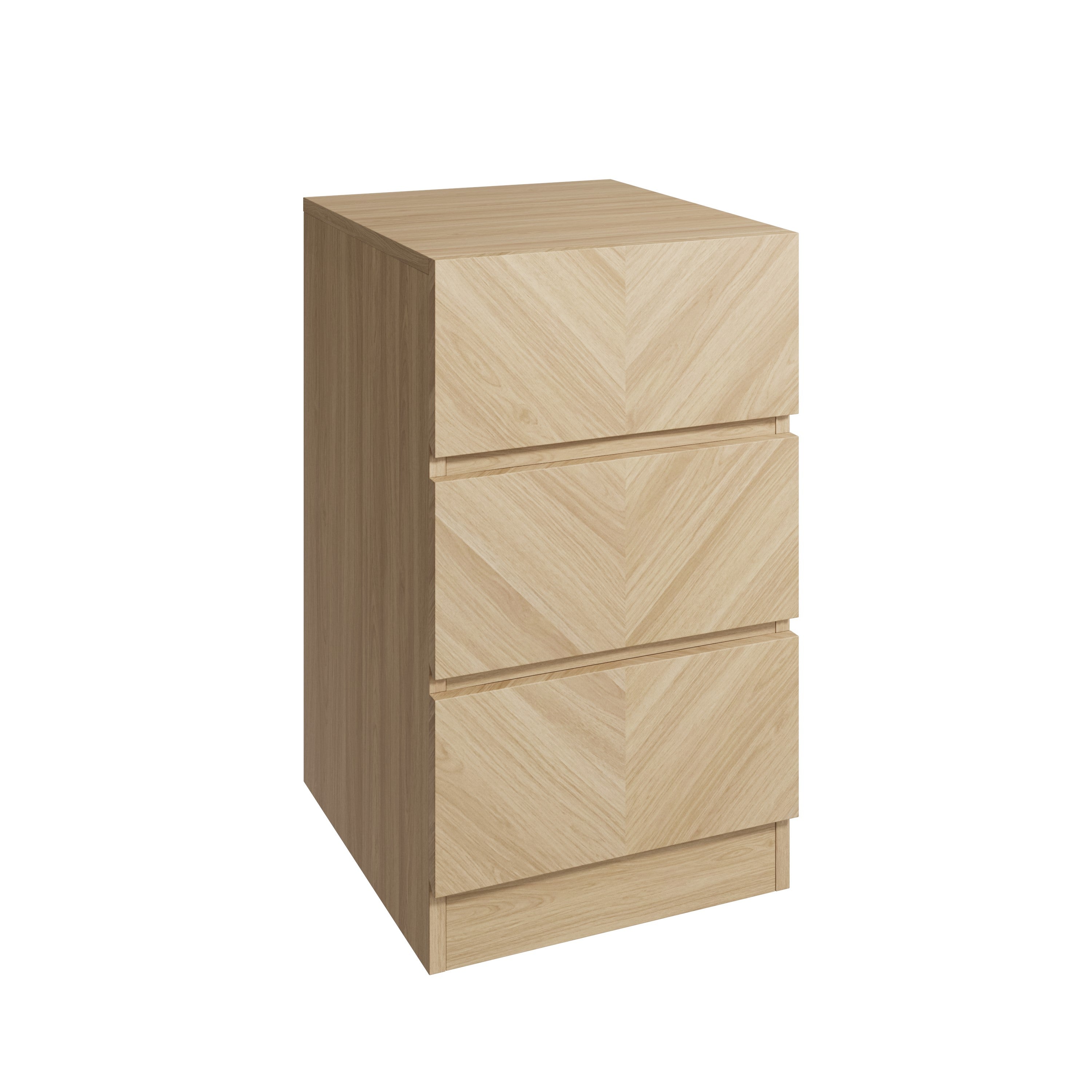 Catania 3 Drawer Bedside Table Euro Oak – GFW, view 3