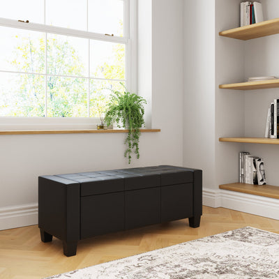 Verona Ottoman Bench Black  Pu – GFW, view 2