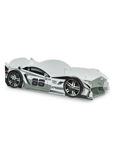 Storm White and Grey High Gloss 90cm Single Race Car Bed – Julian Bowen, view 2
