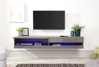 Galicia 180Cm Wall TV Unit With Led Grey – GFW, view 3