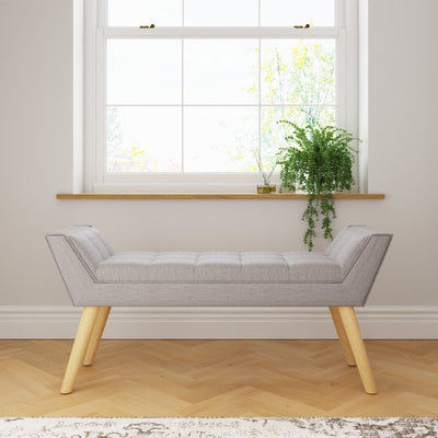 Milan Upholstered Bench Grey Hopsack – GFW, view 4