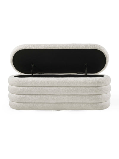 Hailey Ivory Boucle Upholstered Ottoman Storage Bench – Julian Bowen, view 6