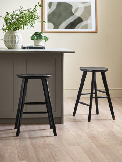 Mulu Black Solid Oak Bar Stool – Julian Bowen, view 2