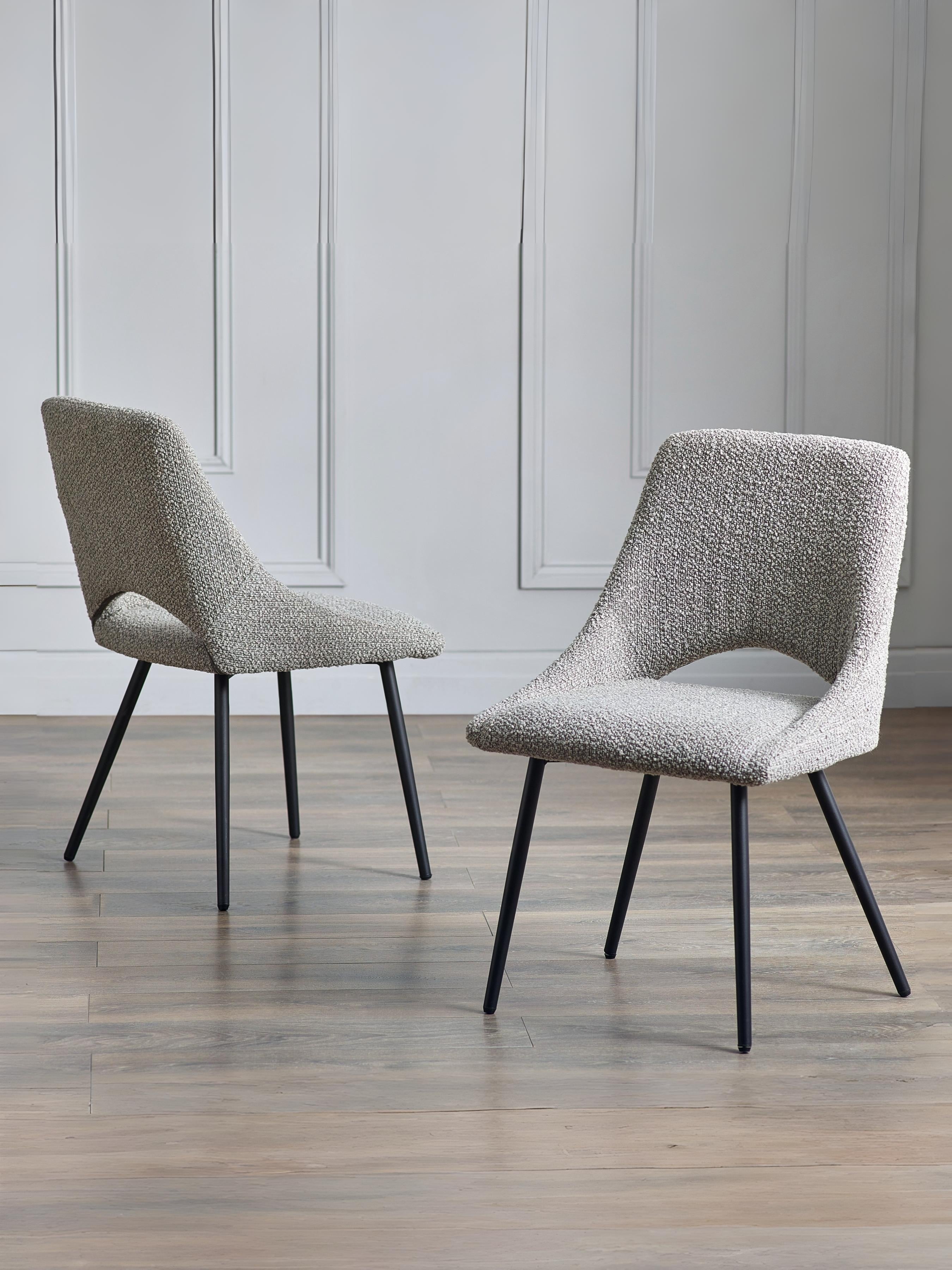 Iris Boucle Dining Chairs - Grey (Set Of 2) – Julian Bowen, view 2