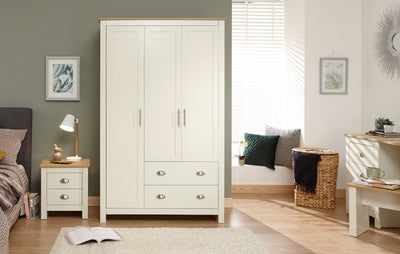 Lancaster 3 Door 2 Drawer Wardrobe Cream – GFW, view 2