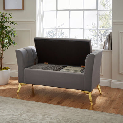 Pettine Ottoman Storage Bench Grey – GFW, view 3
