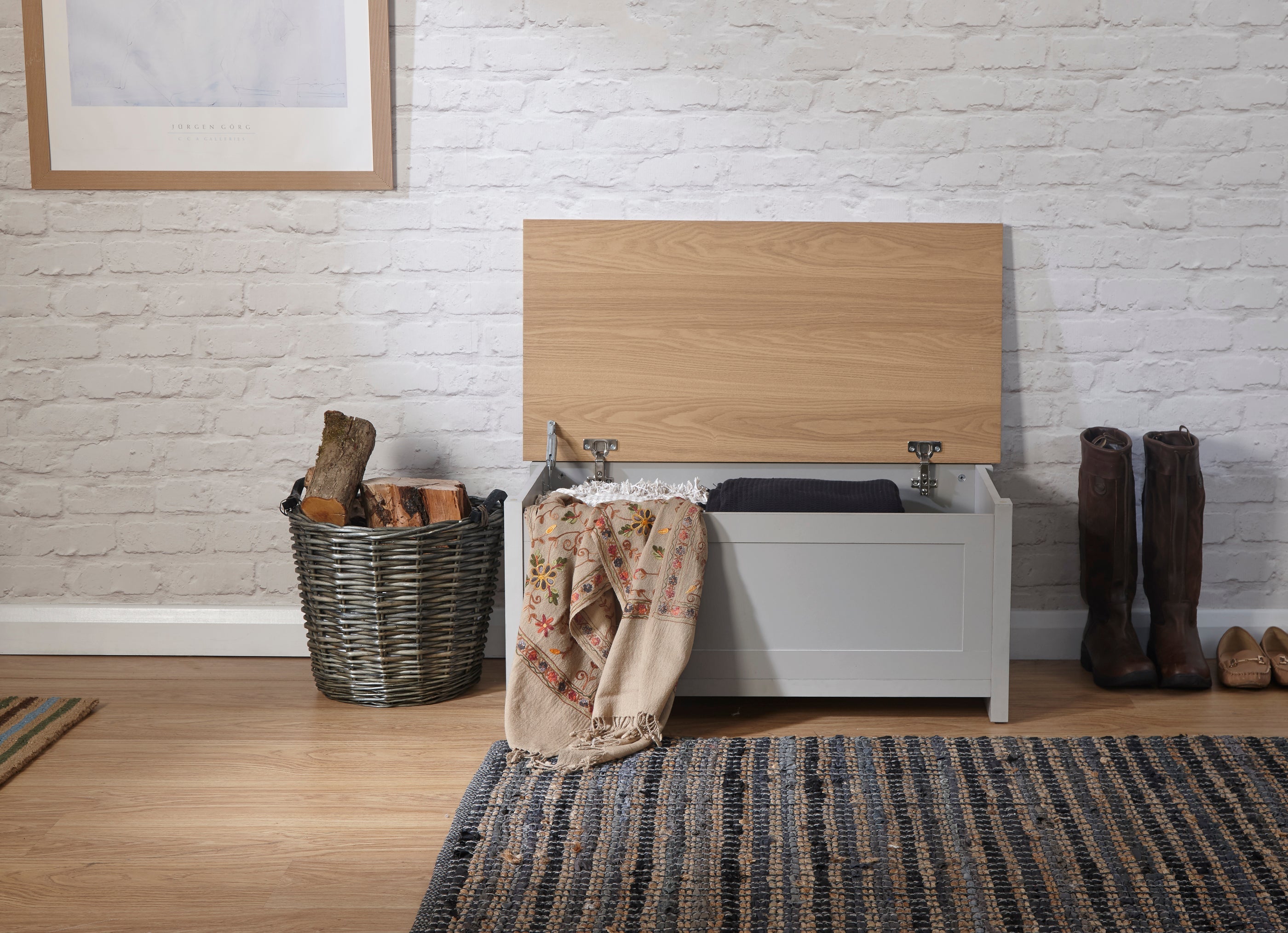 Lancaster Ottoman Storage Grey – GFW, view 4