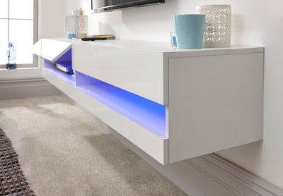 Galicia 150Cm Wall TV Unit With Led White – GFW, view 3