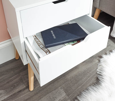 Nyborg Single 2 Drawer Bedside – White