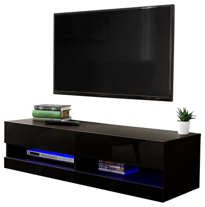 Galicia 120Cm Wall TV Unit With Led Black – GFW