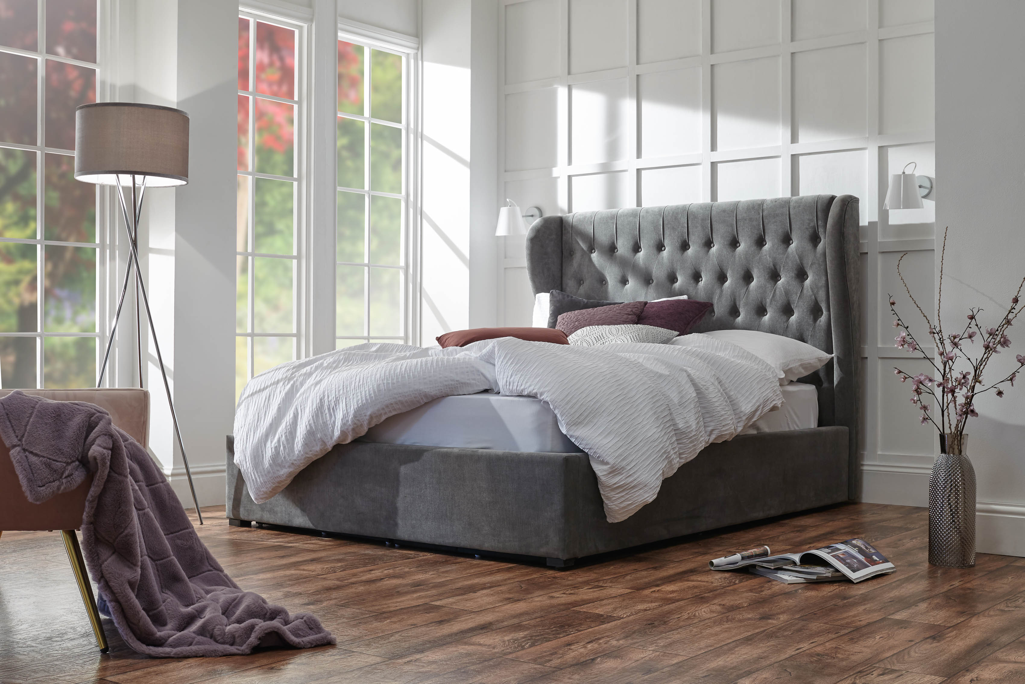 Dakota 135cm Ottoman Bed With Solid Base Grace – Pewter