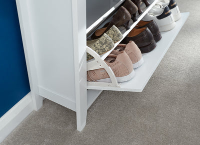 Deluxe Two Tier Shoe Cabinet – White