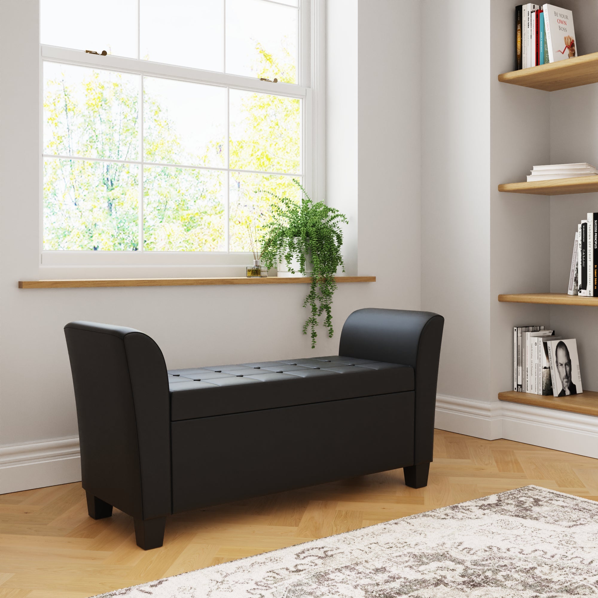 Verona Window Seat Black Pu – GFW, view 2