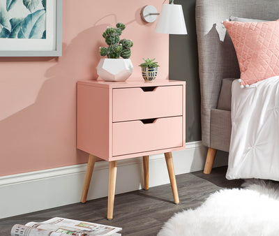 Nyborg Single 2 Drawer Bedside – Coral Pink