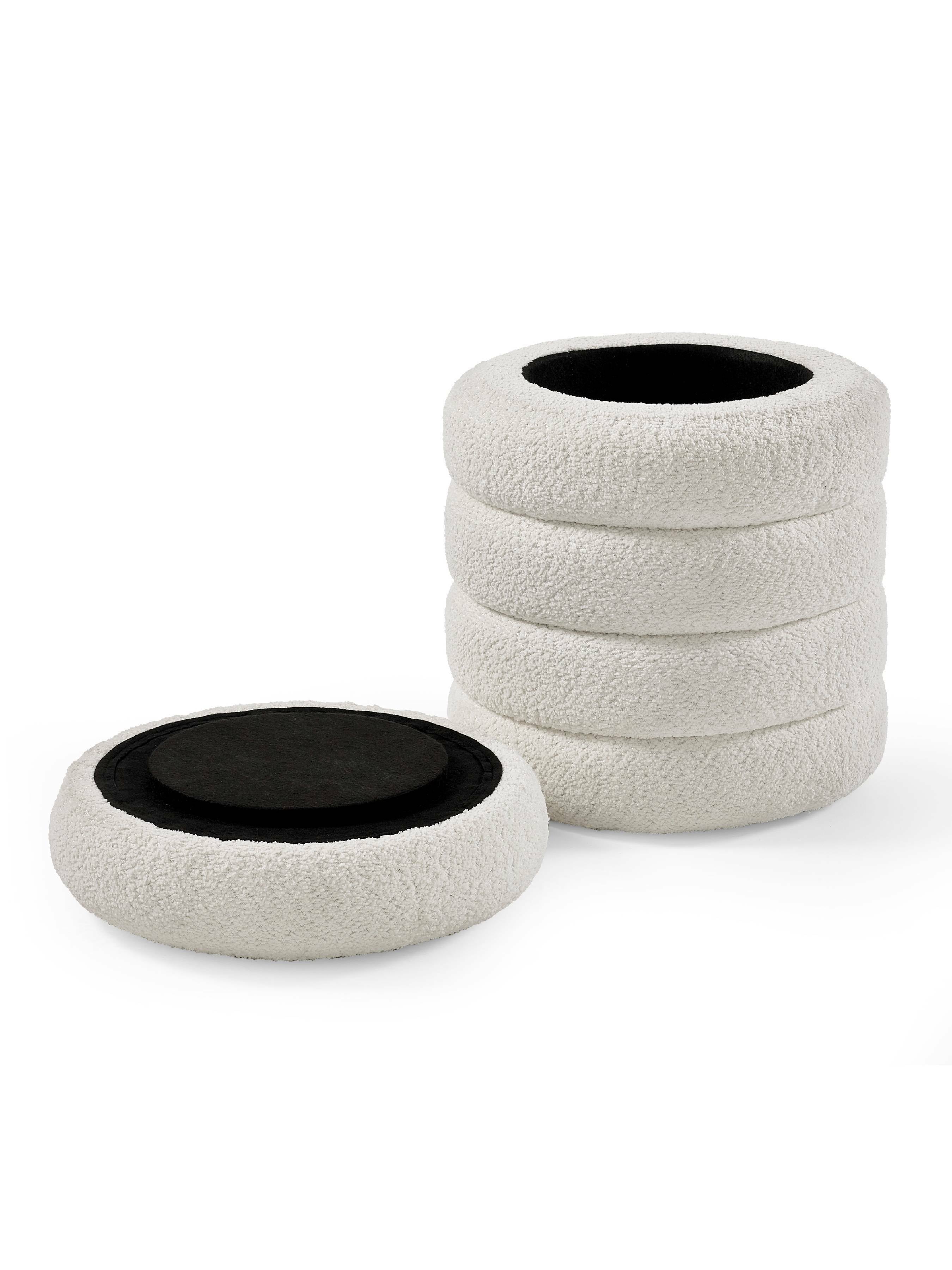 Hailey Ivory Boucle Upholstered 40cm Storage Stool – Julian Bowen, view 6