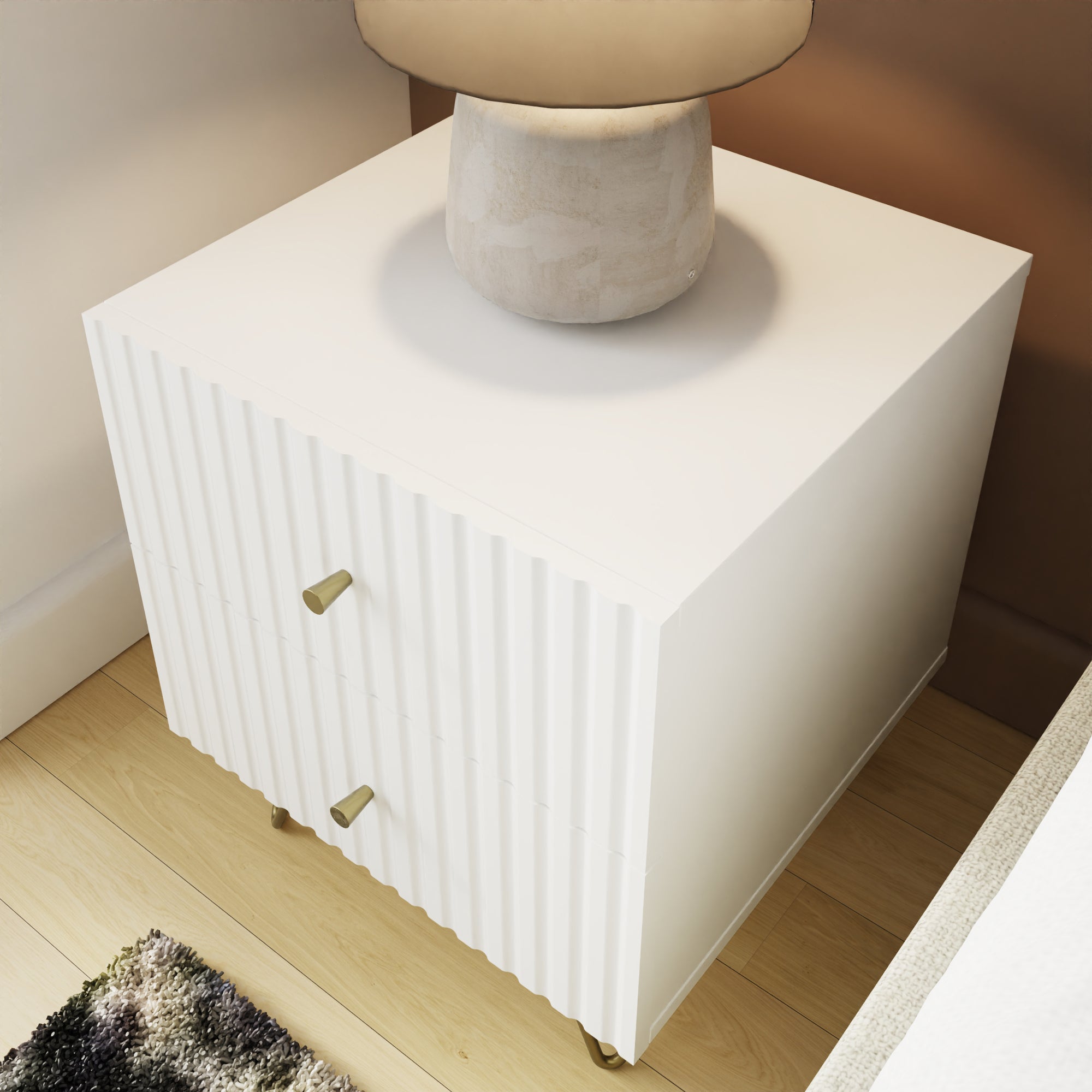 Thalia 2 Drawer Bedside Table – White