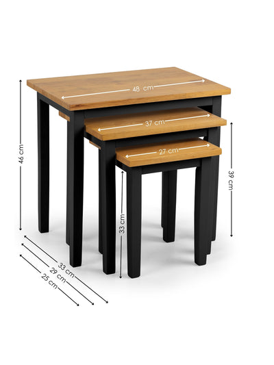 Cleo 2 Tone Black and Oak Nest of Tables – Julian Bowen, view 4