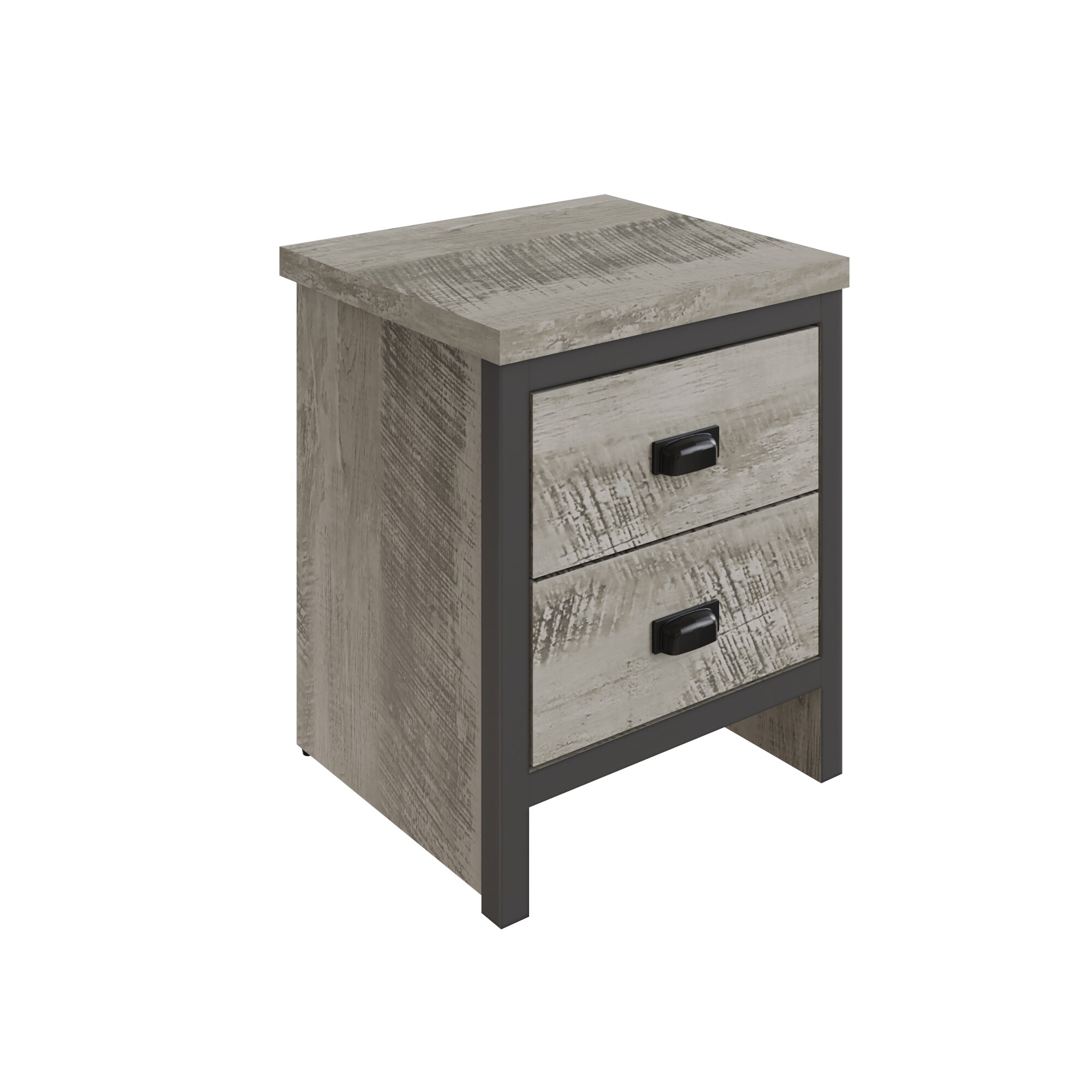 Boston 2 Drawer Bedside Table Grey – GFW