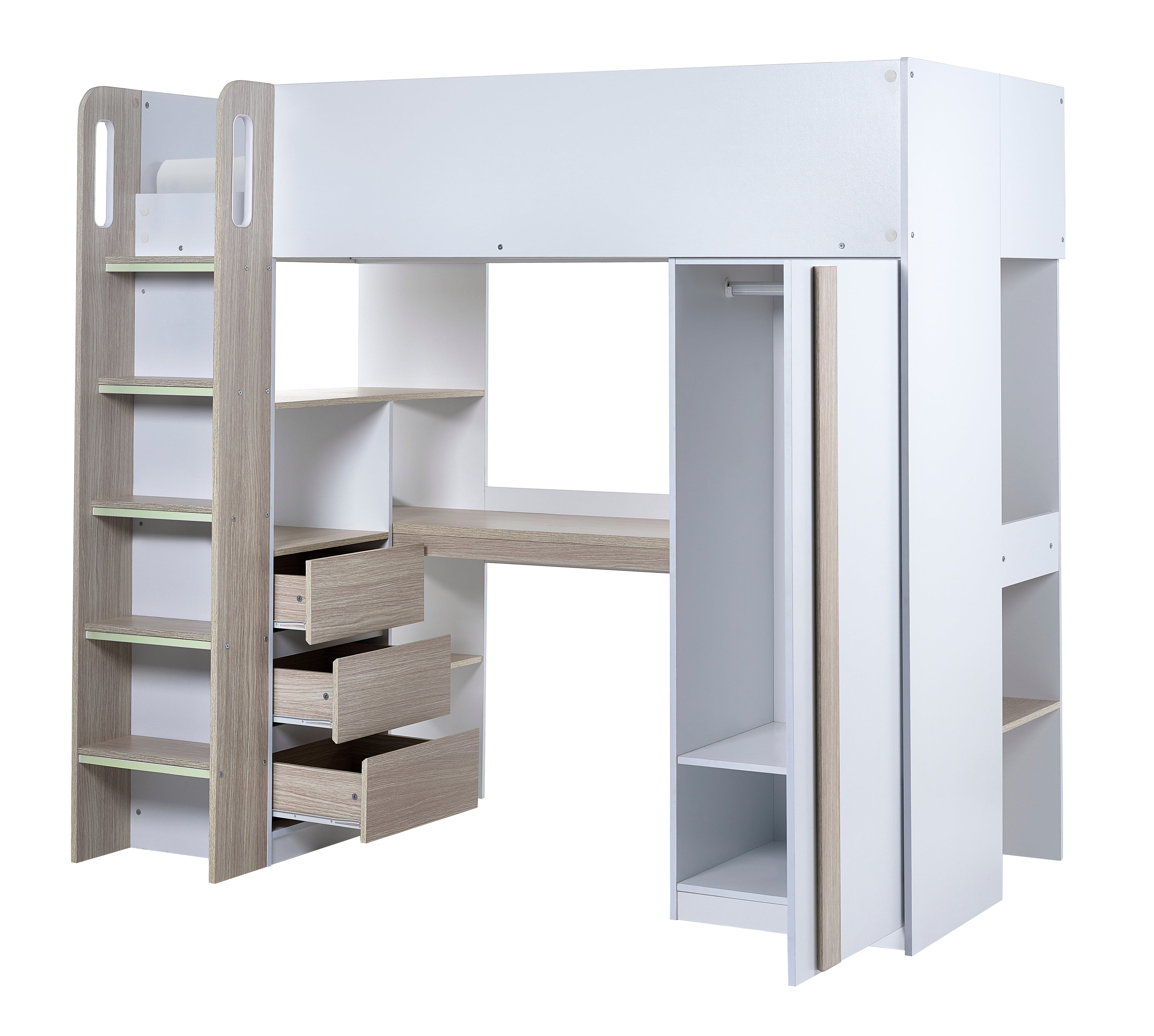 Ocean Highsleeper Pale Wood & White – Julian Bowen, view 2