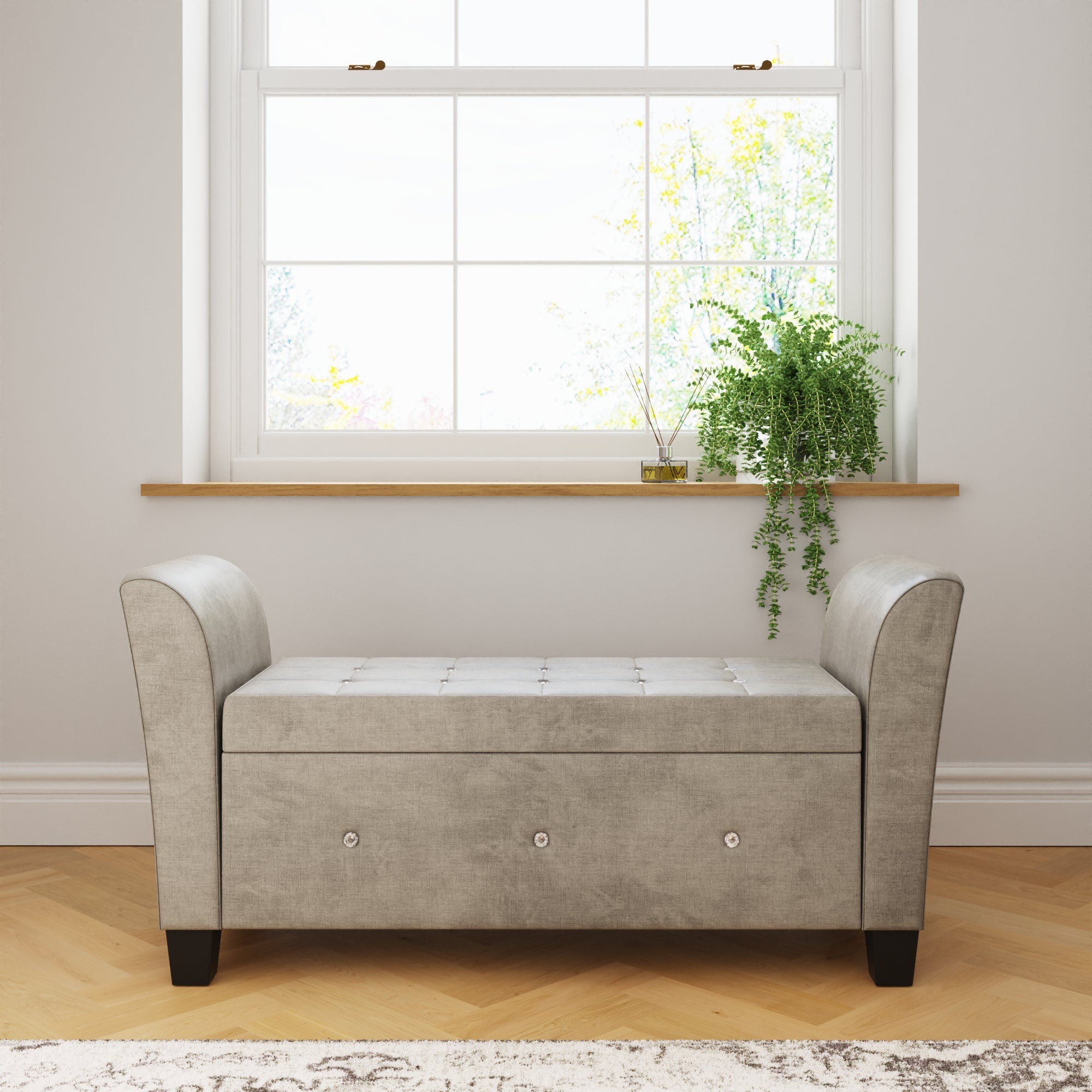 Verona Diamante Window Seat Silver Chenille – GFW, view 4