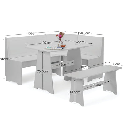 Newport Corner Dining Set With Storage Bench - Dove Grey – Julian Bowen
