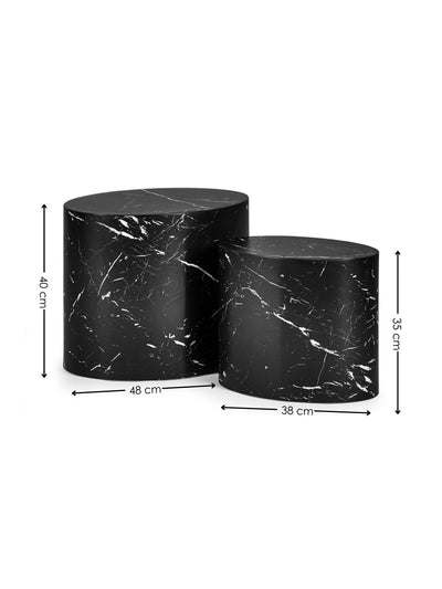 Toba Nest of 2 Black Marble Effect Tables – Julian Bowen, view 8