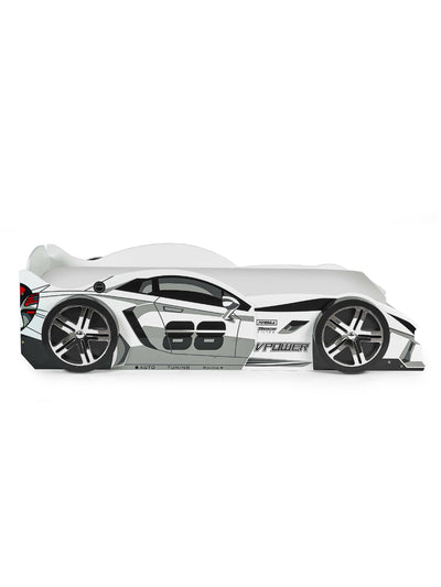 Storm White and Grey High Gloss 90cm Single Race Car Bed – Julian Bowen, view 4